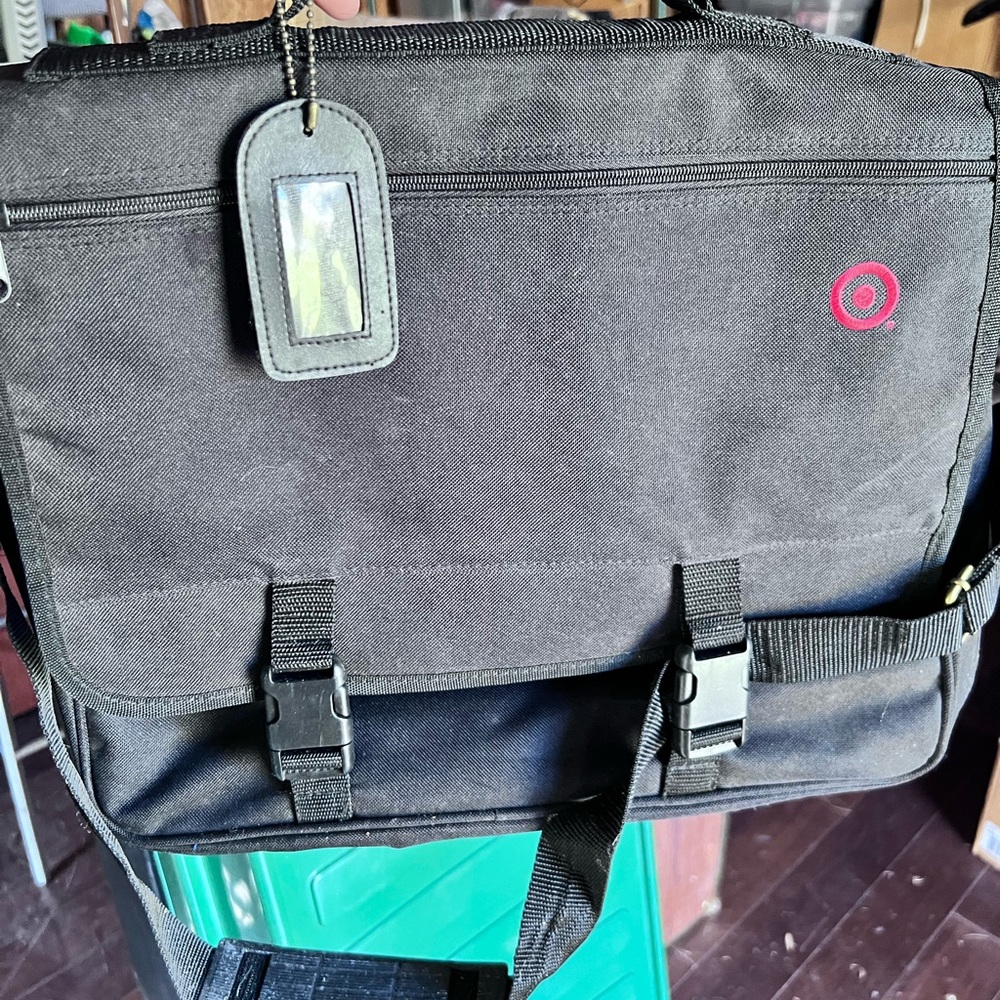 Target Black Messenger Bag Laptop Canvas Briefcase Like New